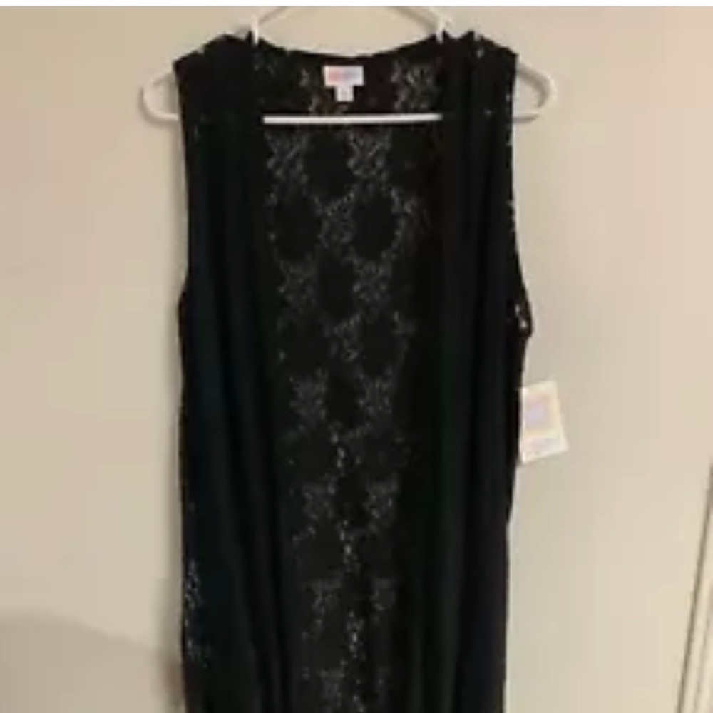 Lularoe Sleeveless  Black Lace Joy Duster  Size M